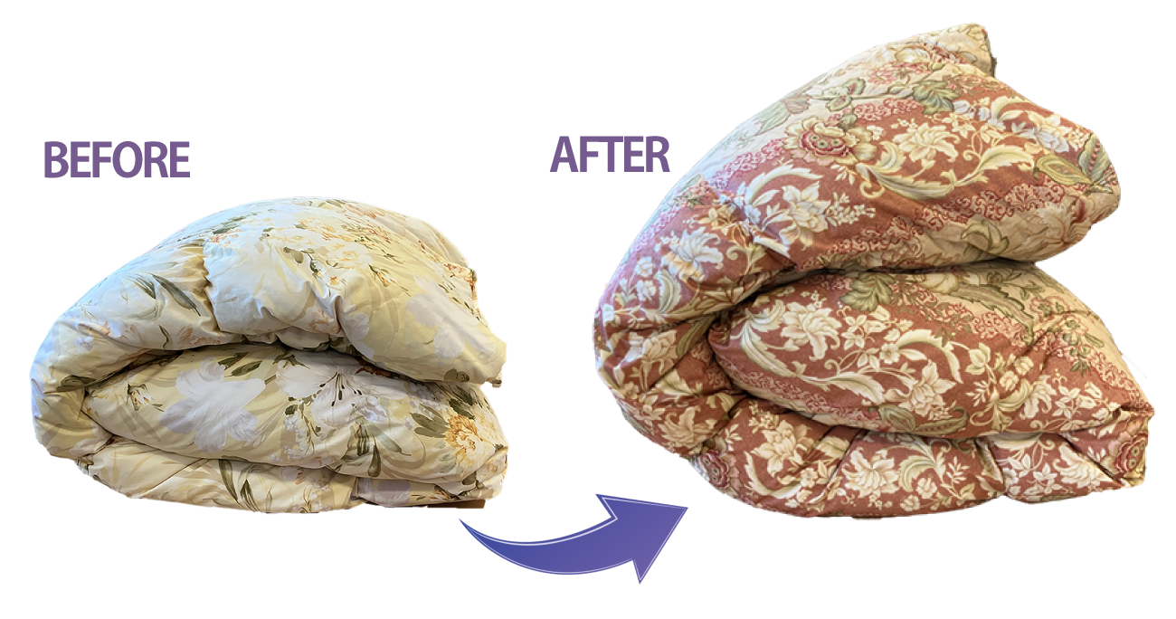 キクチシング　羽毛布団リフォームのビフォーとアフターの画像