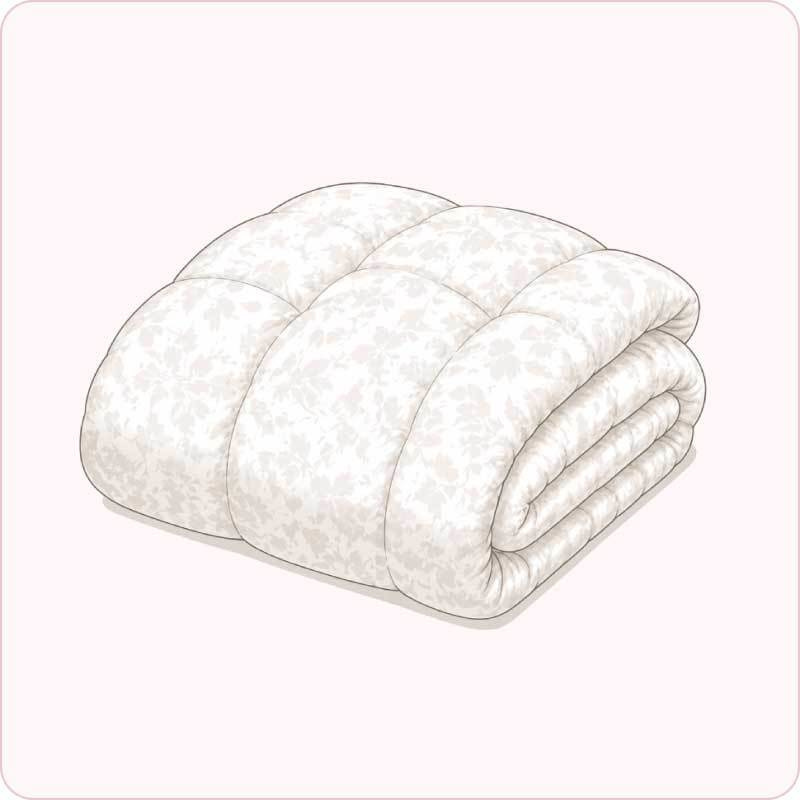 羽毛掛けふとんのイラスト（来客用・高保温）