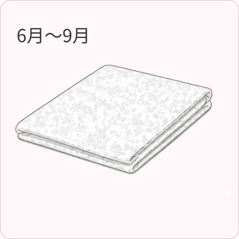 肌掛けふとんのイラスト（軽量・春夏用寝具）